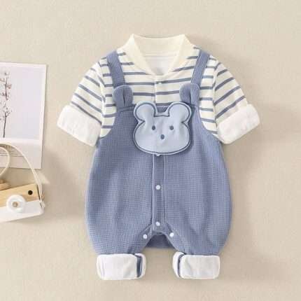 Blue Teddy Baby Romper Set
